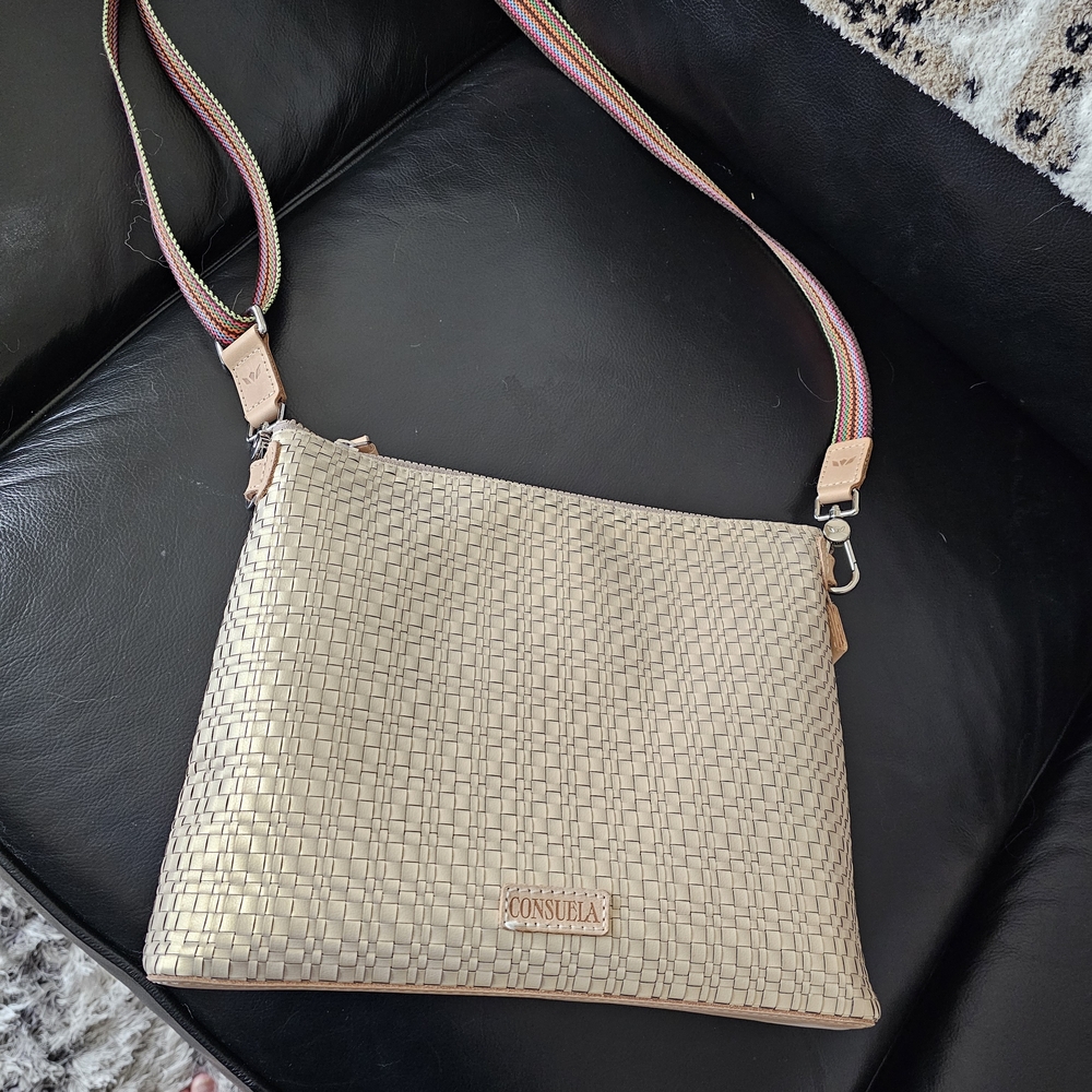 Consuela Gold Woven Crossbody Bag